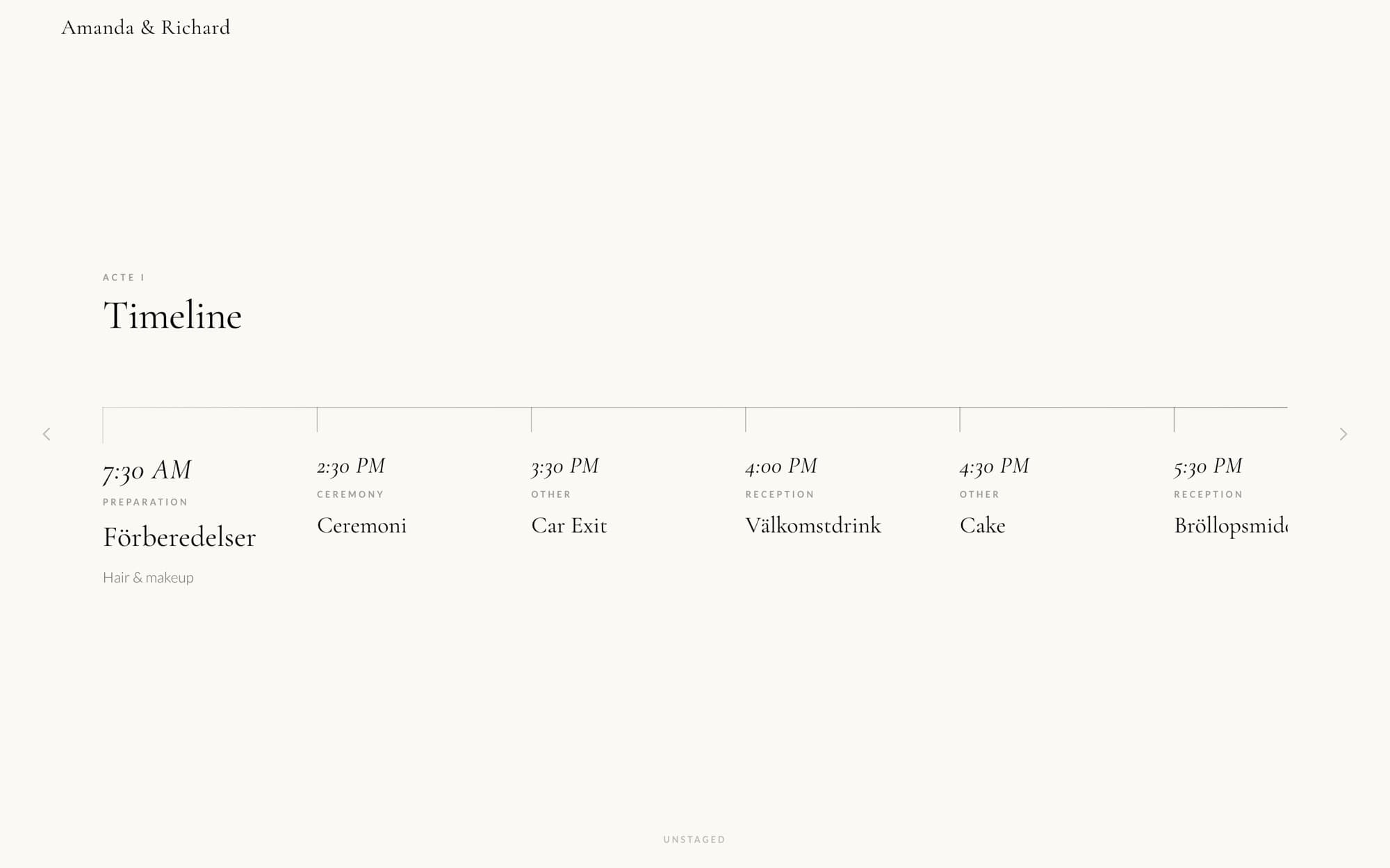 Timeline — UNSTAGED