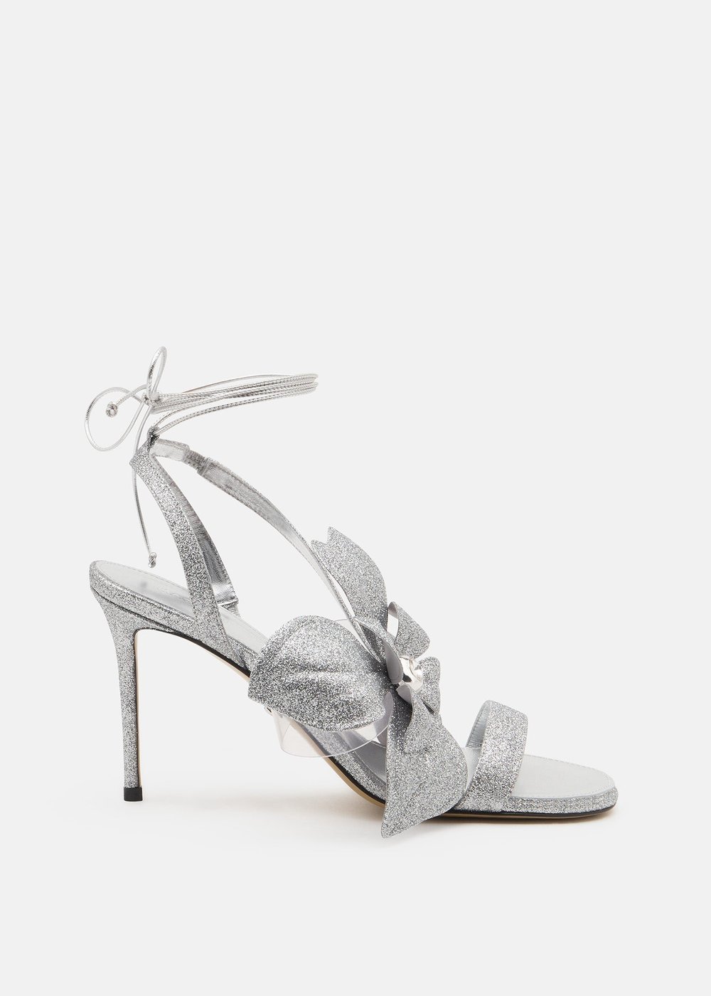 Mach & Mach Orchid glitter round-toe sandal, silver