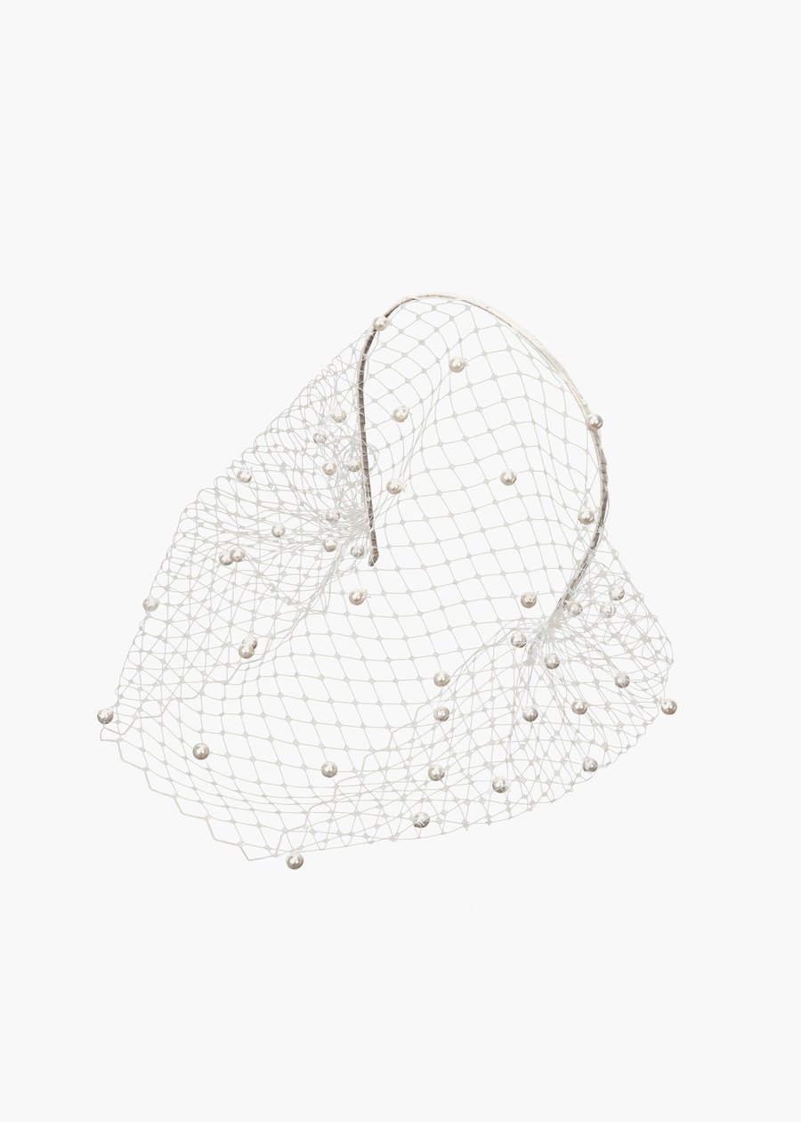 Jennifer Behr Voilette headband with pearls, cream