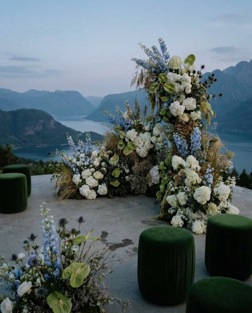 A ceremony above a fjord
